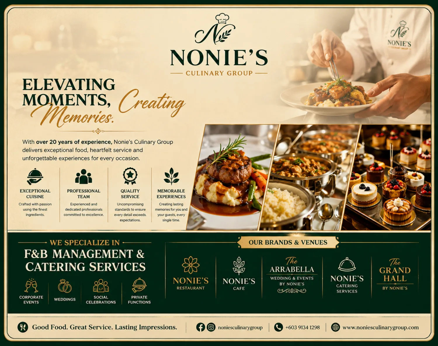 Nonies Culinary Group food and catering showcase